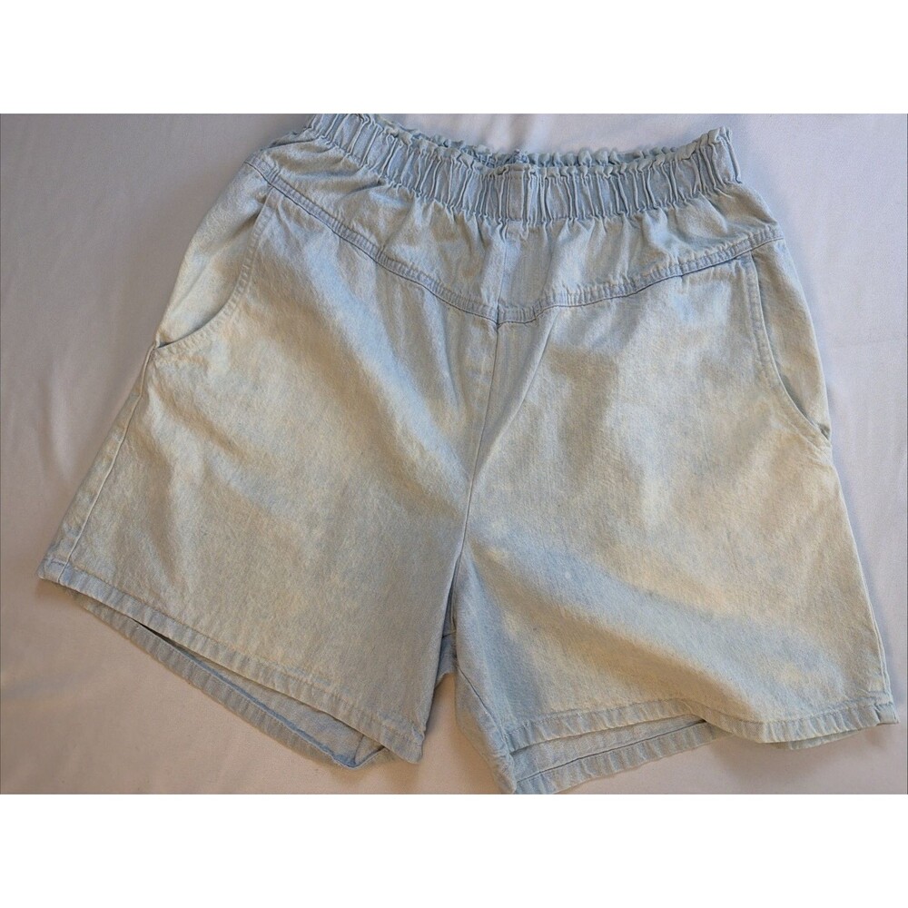 Vintage High Rise Paperbag Shorts Light Wash Jean Shorts Retro Grunge Indie sz18